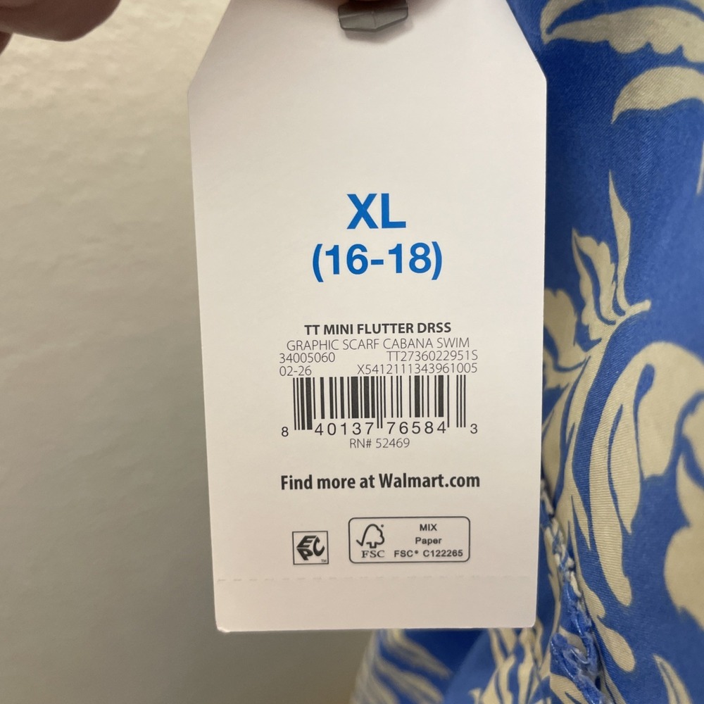 Eurosummer Coastal Blue Floral Dress XL 16-18 Resortwear Vacationwear - Picture 7 of 14